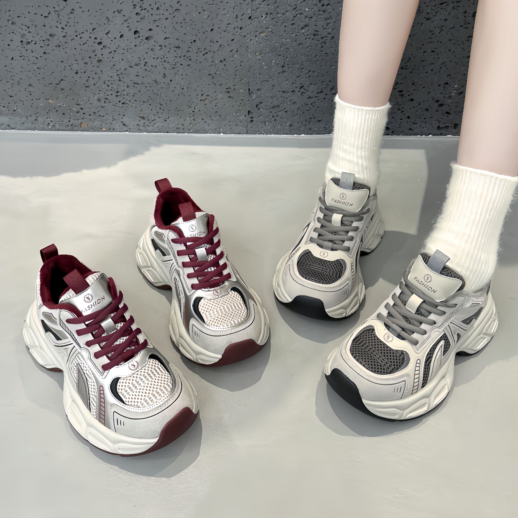 秋上新【DYONI】美式复古安可拉老爹鞋2024加绒时尚运动鞋透气女鞋