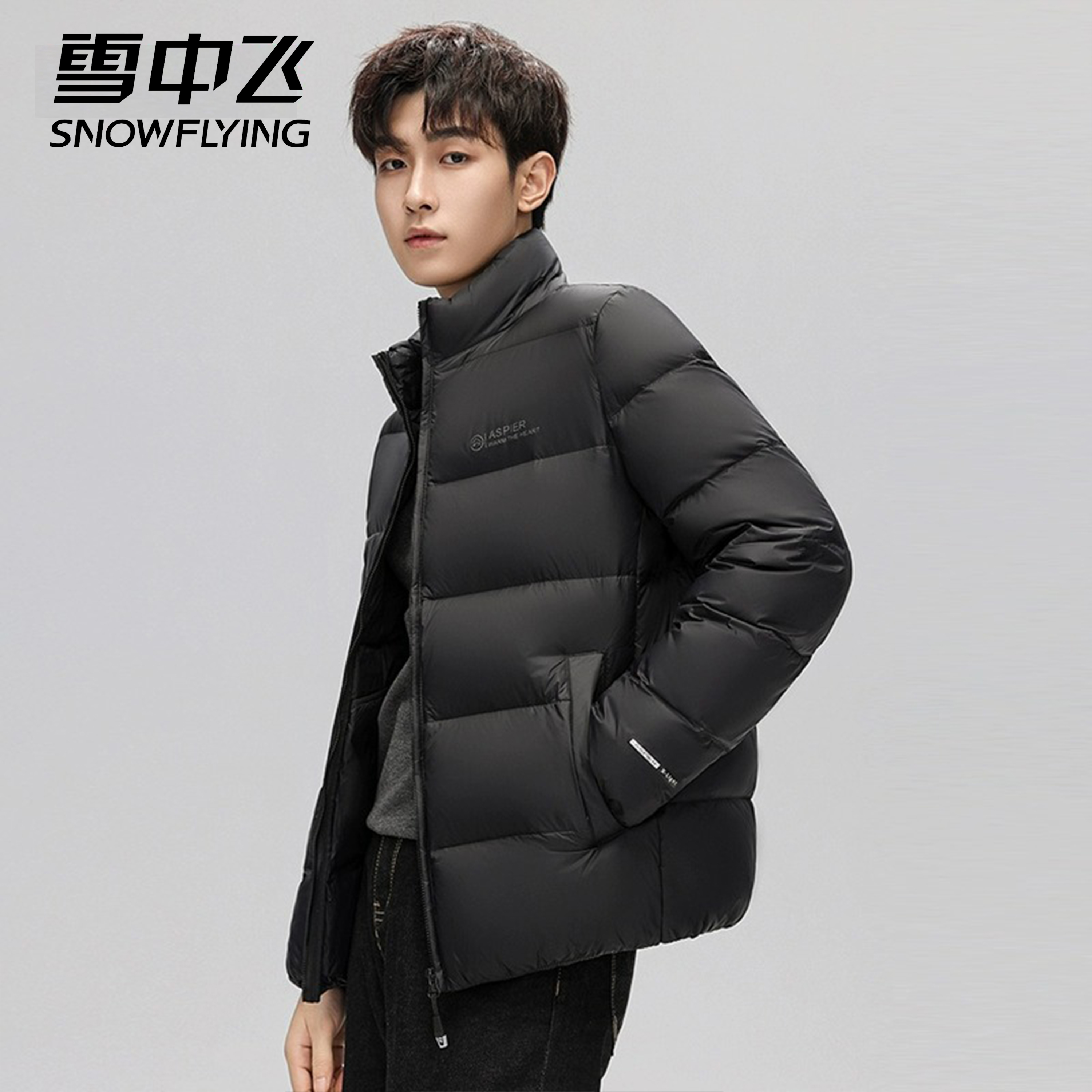 SNOW FLYING/雪中飞商务男士面包羽绒服休闲90白鸭绒立领羽绒2082