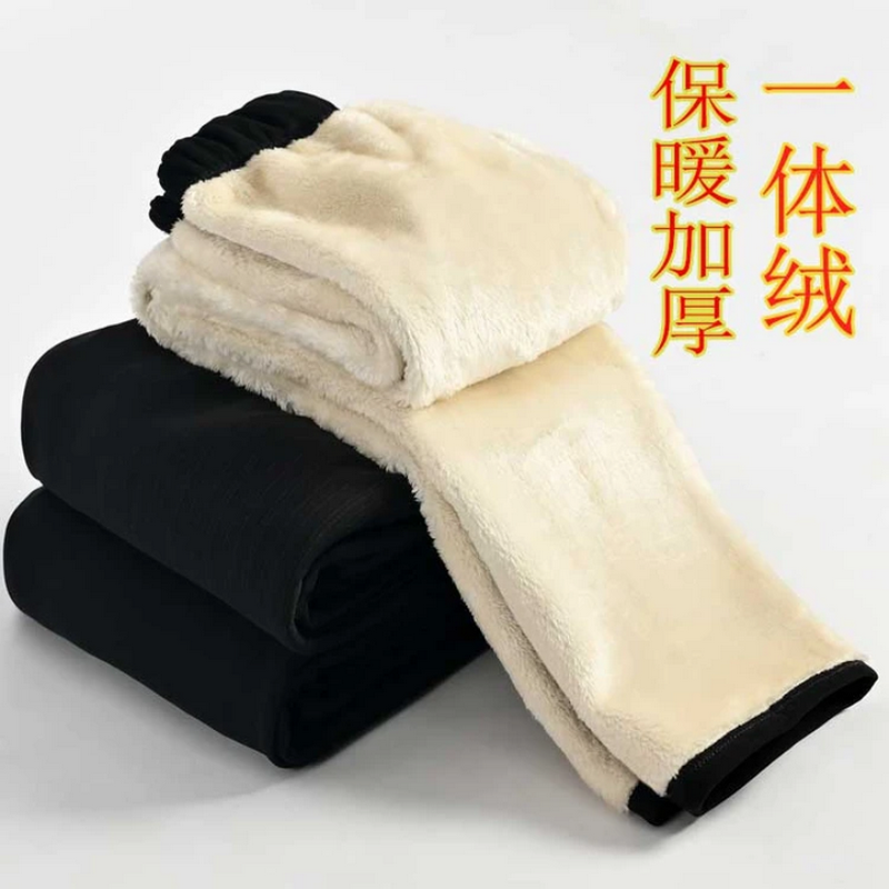 中老年妈妈加绒加厚松紧腰裤子奶奶秋冬高腰裤老太太冬季外穿保暖