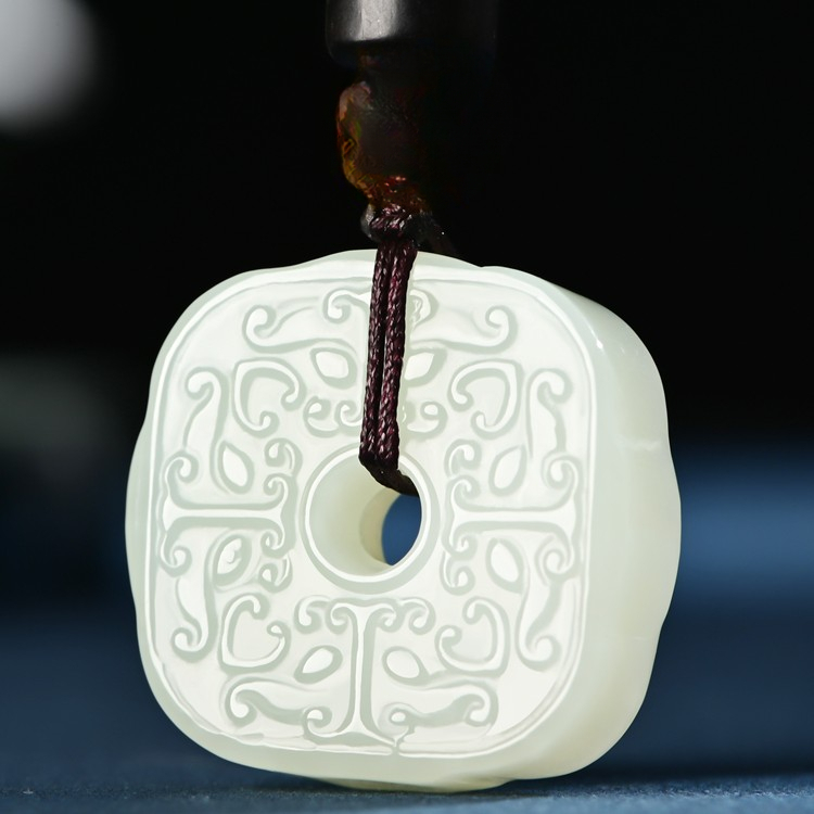 和田玉平安扣吊坠男女情侣四方守护八方来财项链玉佩玉坠玉石挂件