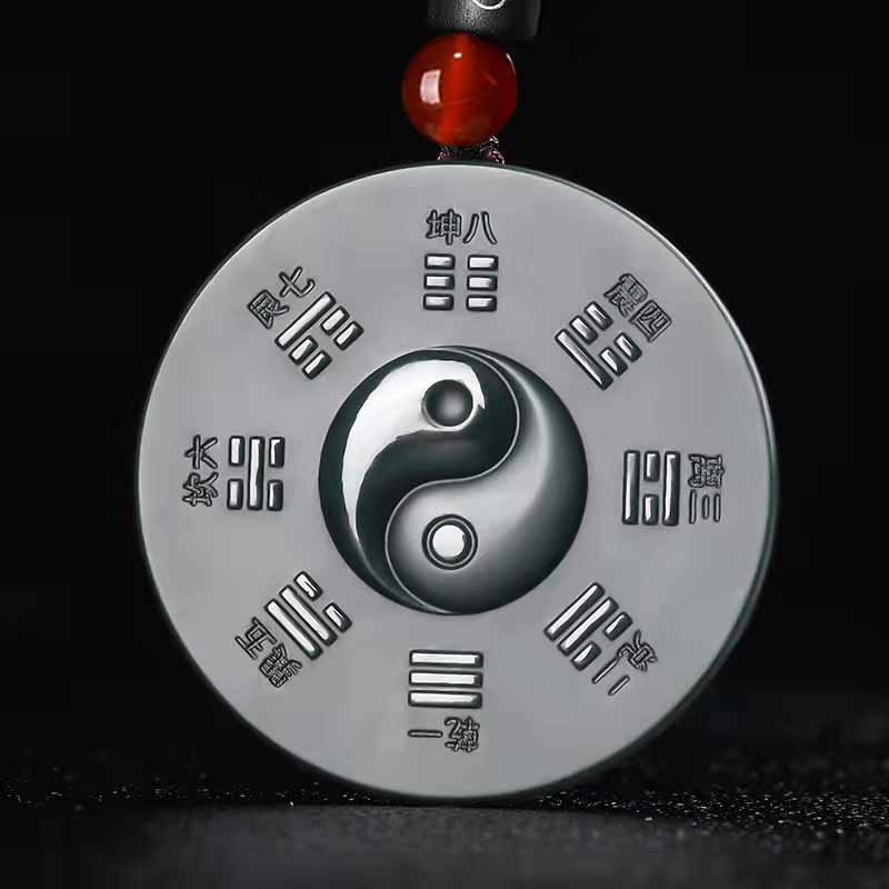 新疆和田玉青玉太极八卦玉牌吊坠男女款玉石玉坠玉器天然玉可定制