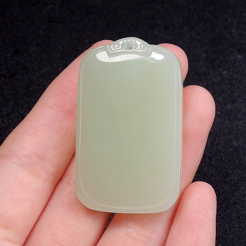 和田玉平安无事牌吊坠玉石男女情侣挂件面包玉牌玉坠项链高档礼物