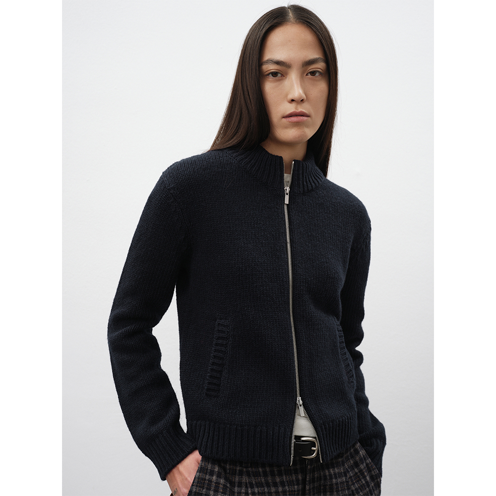 RandomPiece【达人】24新品 绵羊毛粗针针织开衫双开金属拉链