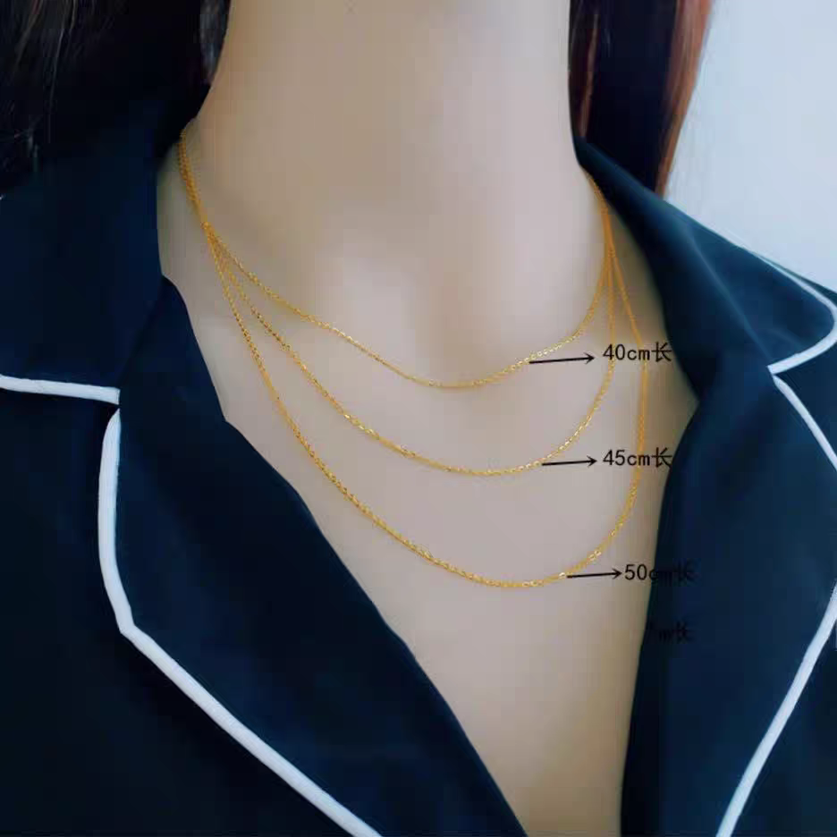 钛钢项链 钛钢不掉色加长项链女镀金色0型素链裸链锁骨链可穿吊坠