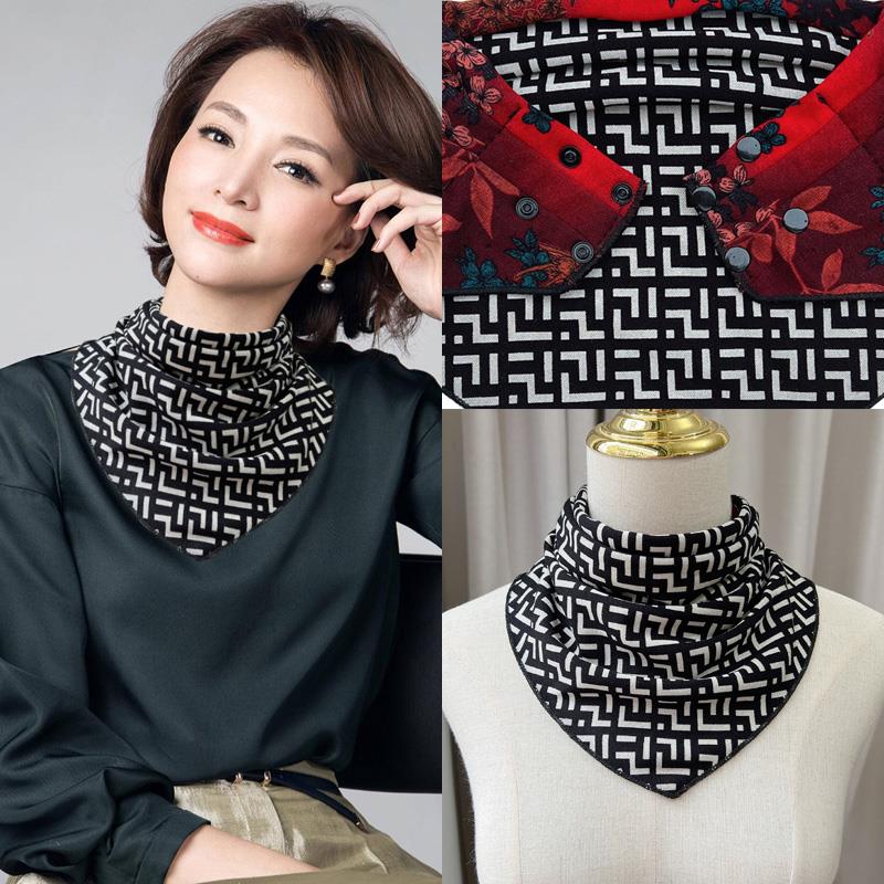 围脖女时尚春秋加厚冬季护颈保暖脖套洋派妈妈假领子围巾女三角巾
