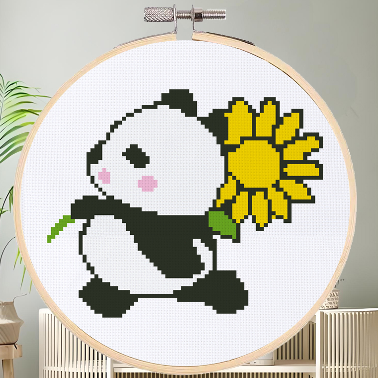熊猫十字绣新款线绣客厅小幅可爱卡通自己绣学生刺绣材料手工刺绣