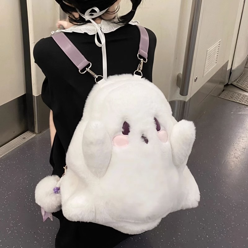 闺蜜款幽灵小鬼双肩包女个性公仔毛绒玩偶包日系可爱少女卡通背包
