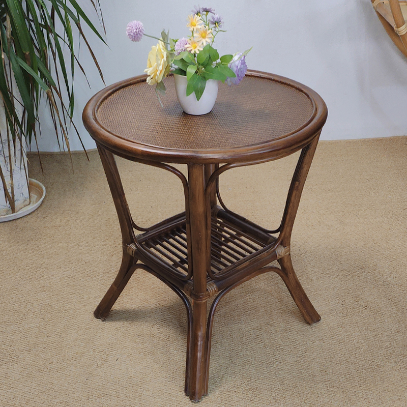 手工藤编藤材家用客厅简约圆形桌子茶几自由搭配组合阳台储物桌