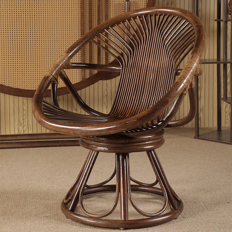 植雅轩真藤休闲座椅办公椅靠背椅户外阳台藤编藤椅360度可旋转椅