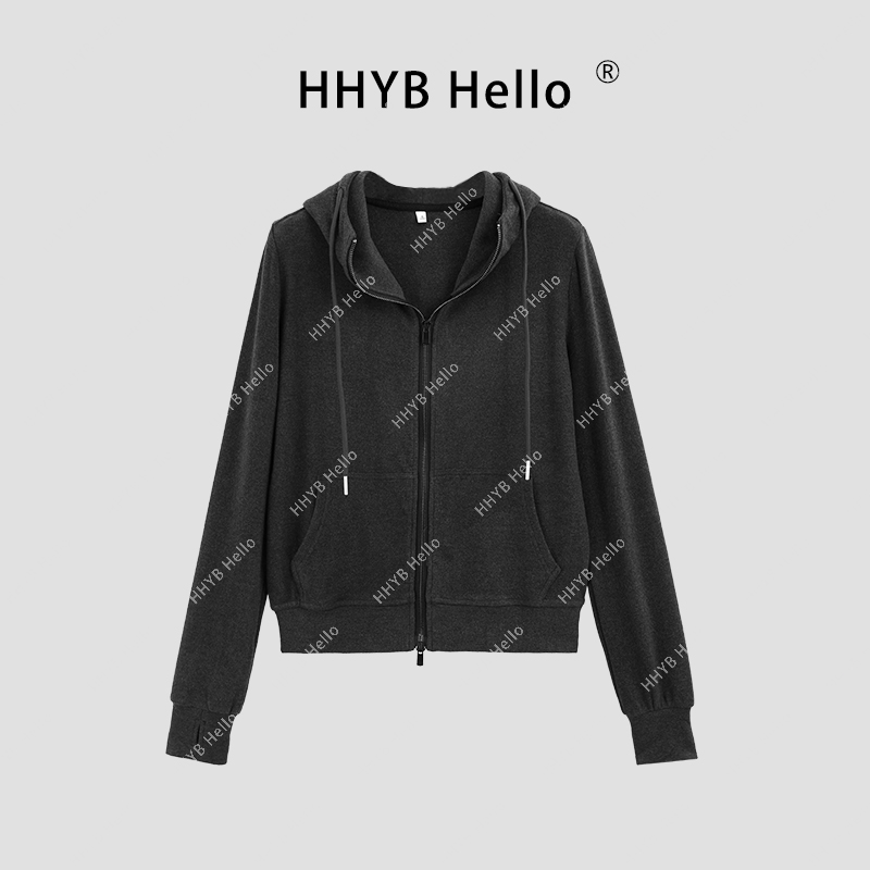 【售完不补】休闲时尚百搭纯色拉链卫衣外套简约舒适开衫上衣245045