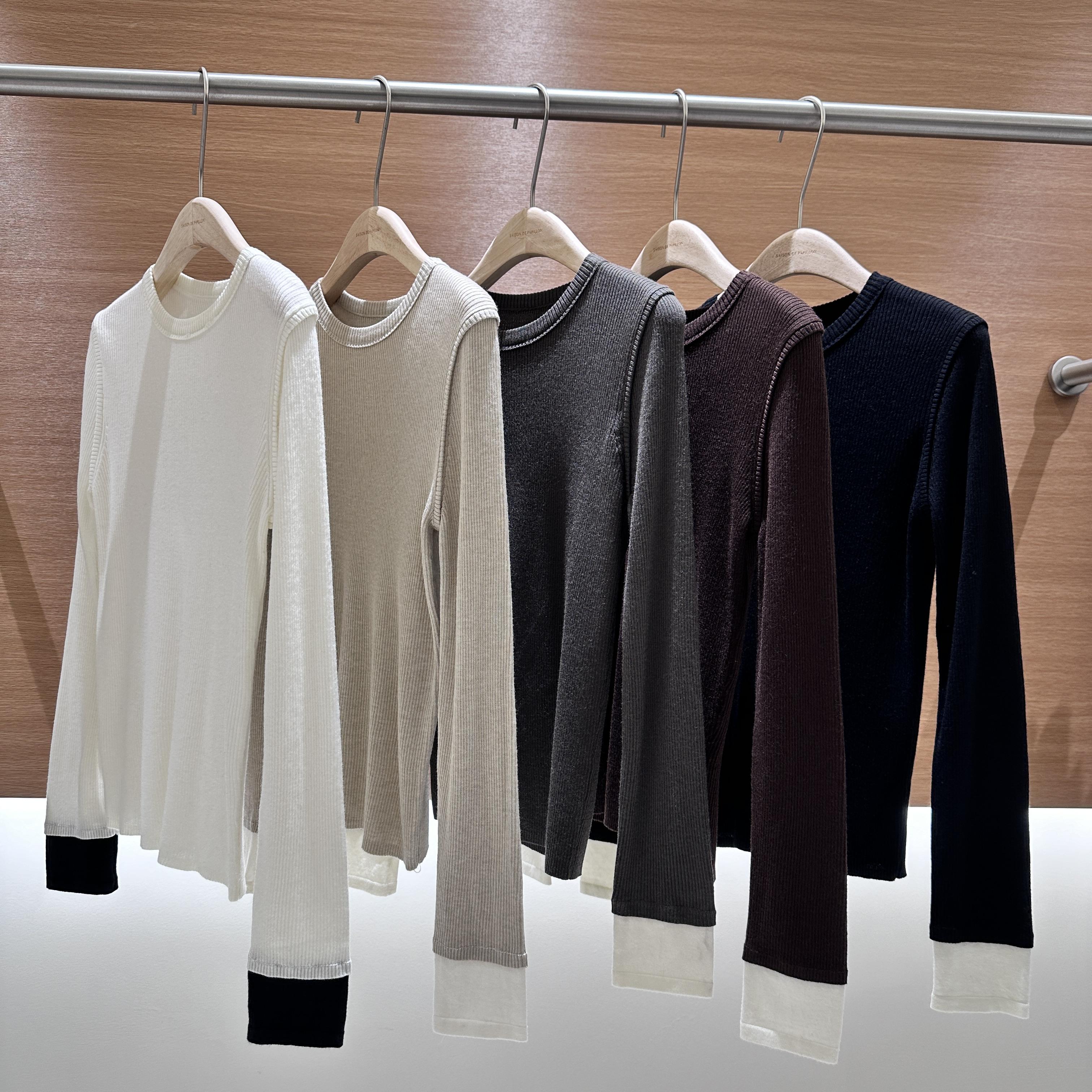 秋冬针织衫女新款气质拼色内搭打底衫上衣2738