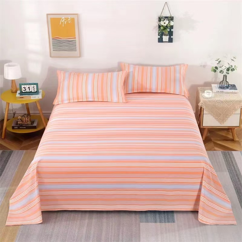 （044）加厚斜纹棉床单1.55*2.3米（+－5公分） 灰橘条