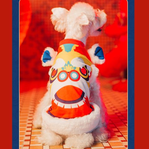 新年装过年唐装泰迪比熊柴犬中国风国潮醒狮外套兔年宠物狗衣服