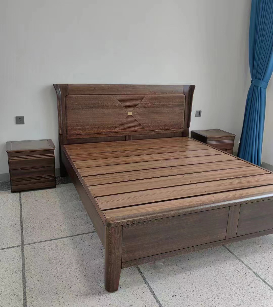 实木床新中式轻奢简约乌金木主卧大床1.8米