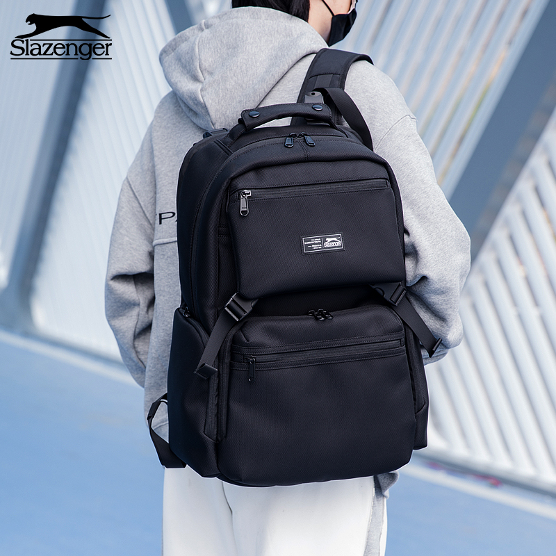 Slazenger/史莱辛格双肩包男商务16寸电脑包大容量背包男水松底