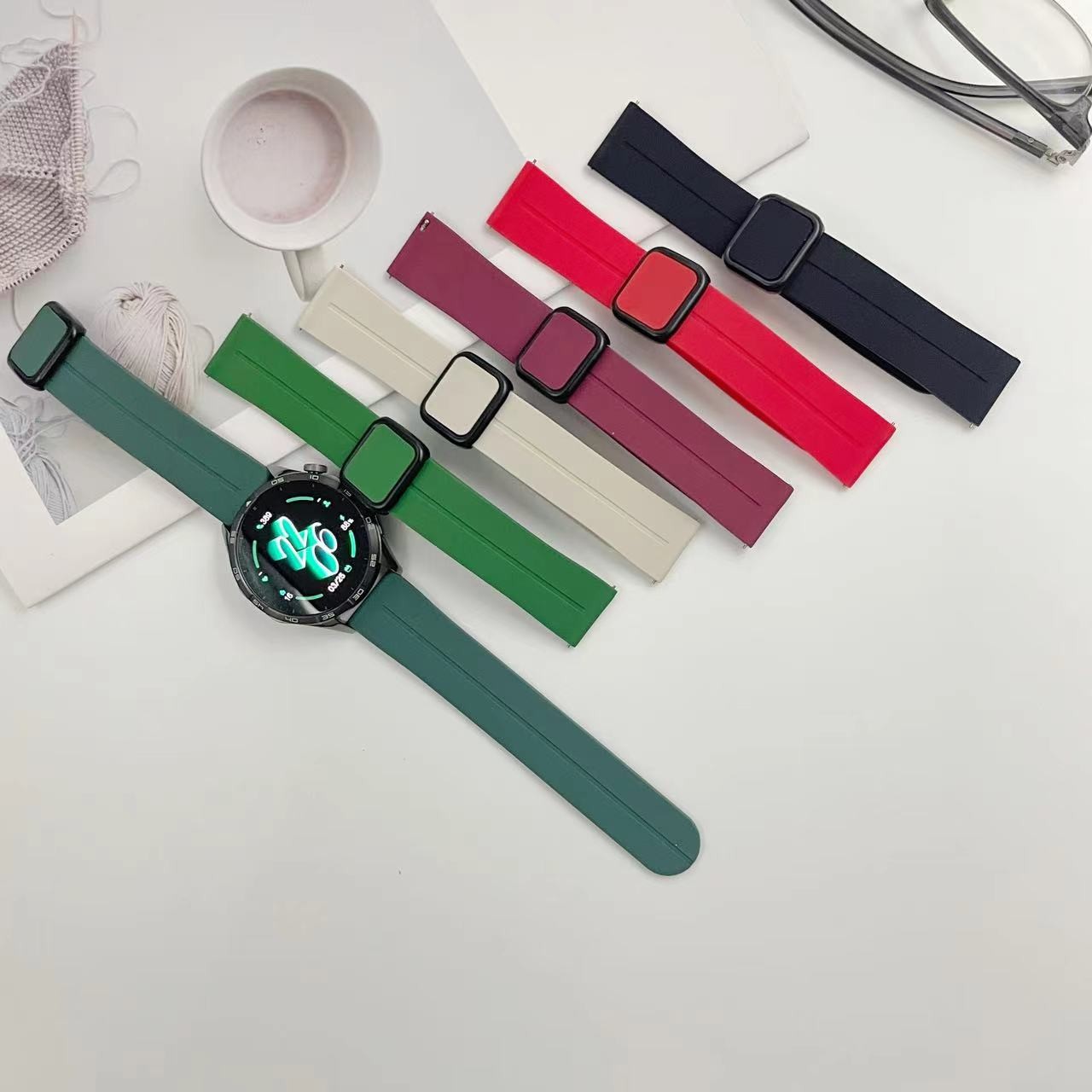 适用华为手表GT4/watch4表带GT3手表带硅胶Watch3磁吸GT2方扣一体