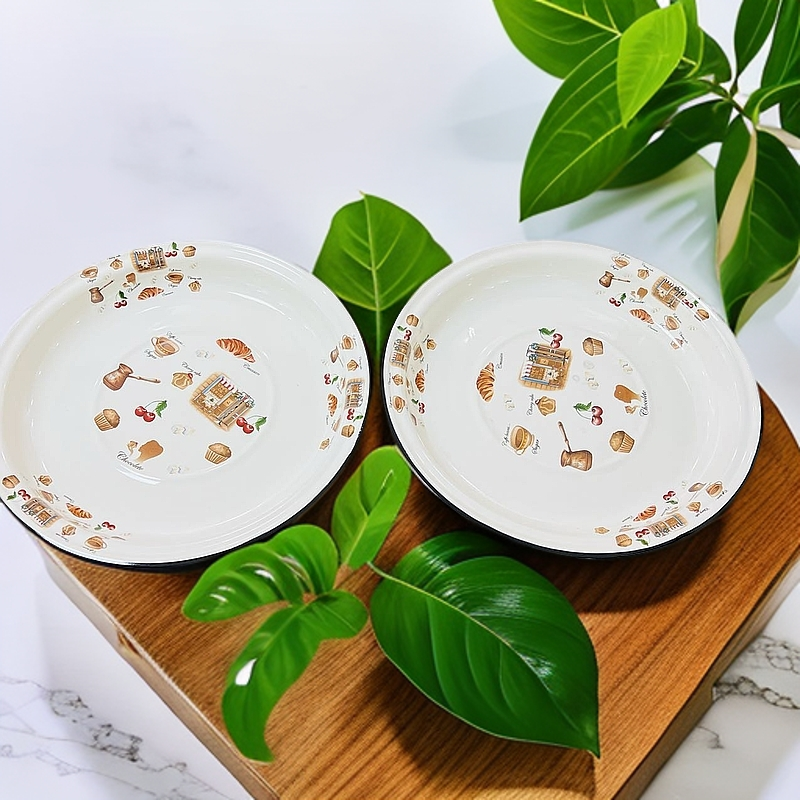 新疆包邮 30cm美式盘子 搪瓷大容量 复古 家用 好用 厨房用品