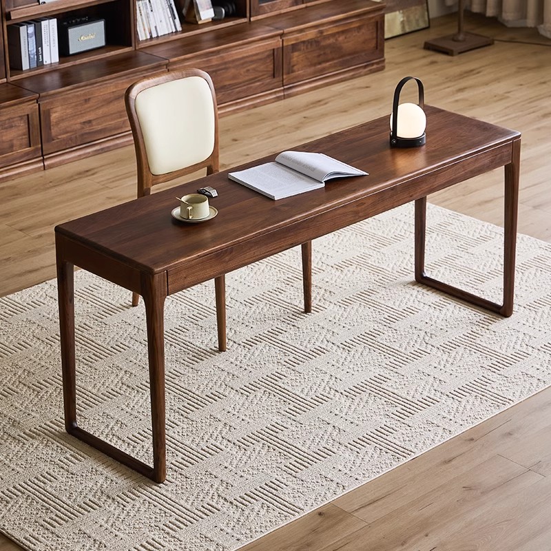 北美黑胡桃木实木书桌沙发后面书桌双人书桌写字桌电脑桌客厅书房