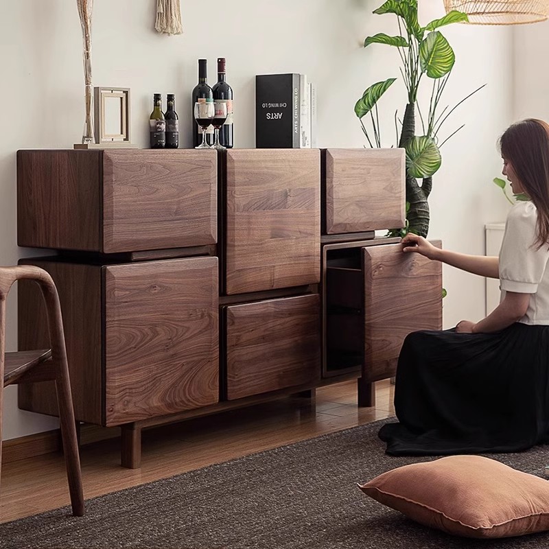 北美黑胡桃木斗柜实木六斗柜靠墙边柜北欧现代储物柜收纳柜小户型