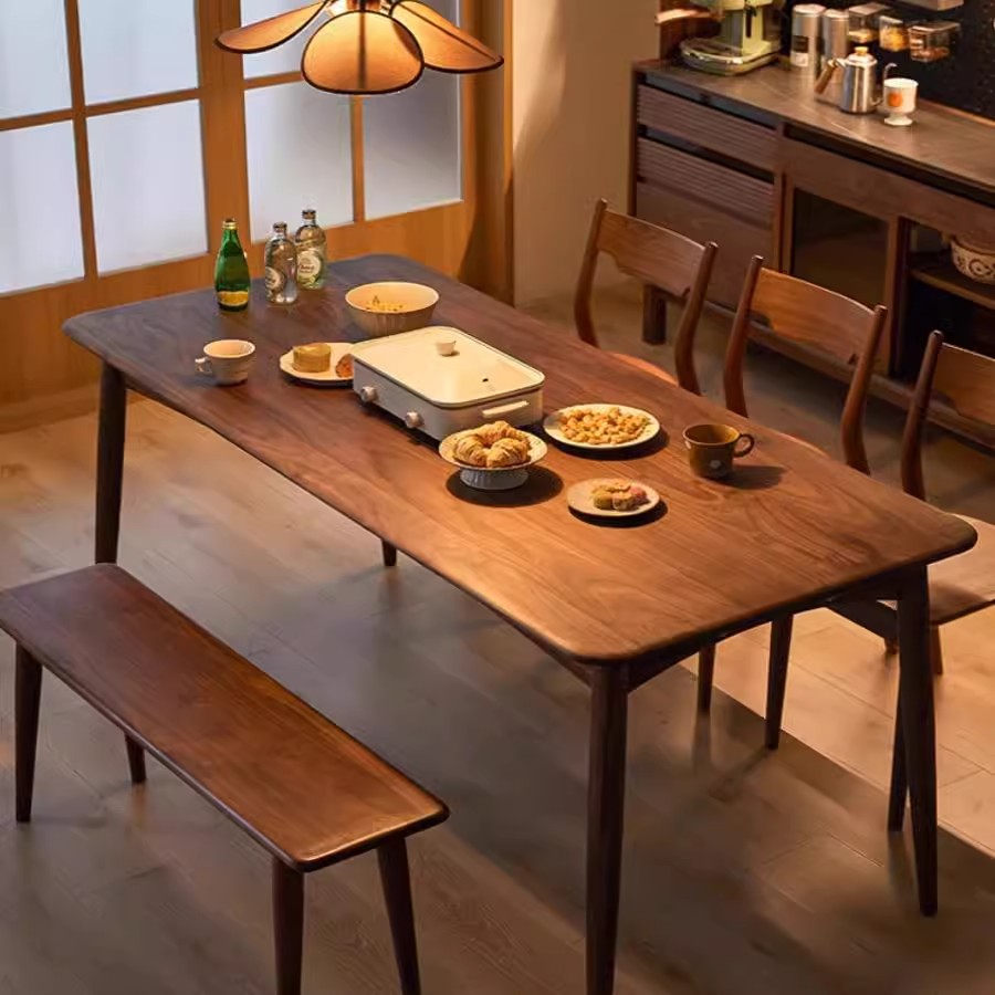 北美黑胡桃全实木餐桌椅家用北欧日式长方形家具大板书桌