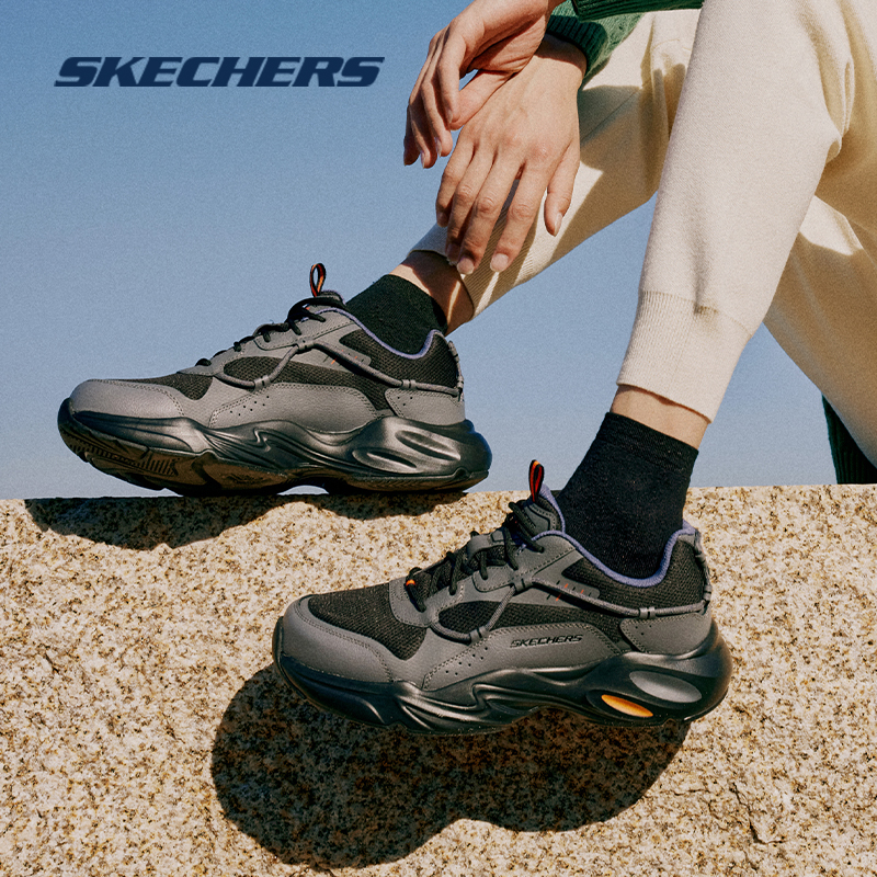 斯凯奇男鞋时尚拼接休闲鞋厚底运动户外熊猫鞋老爹鞋237430