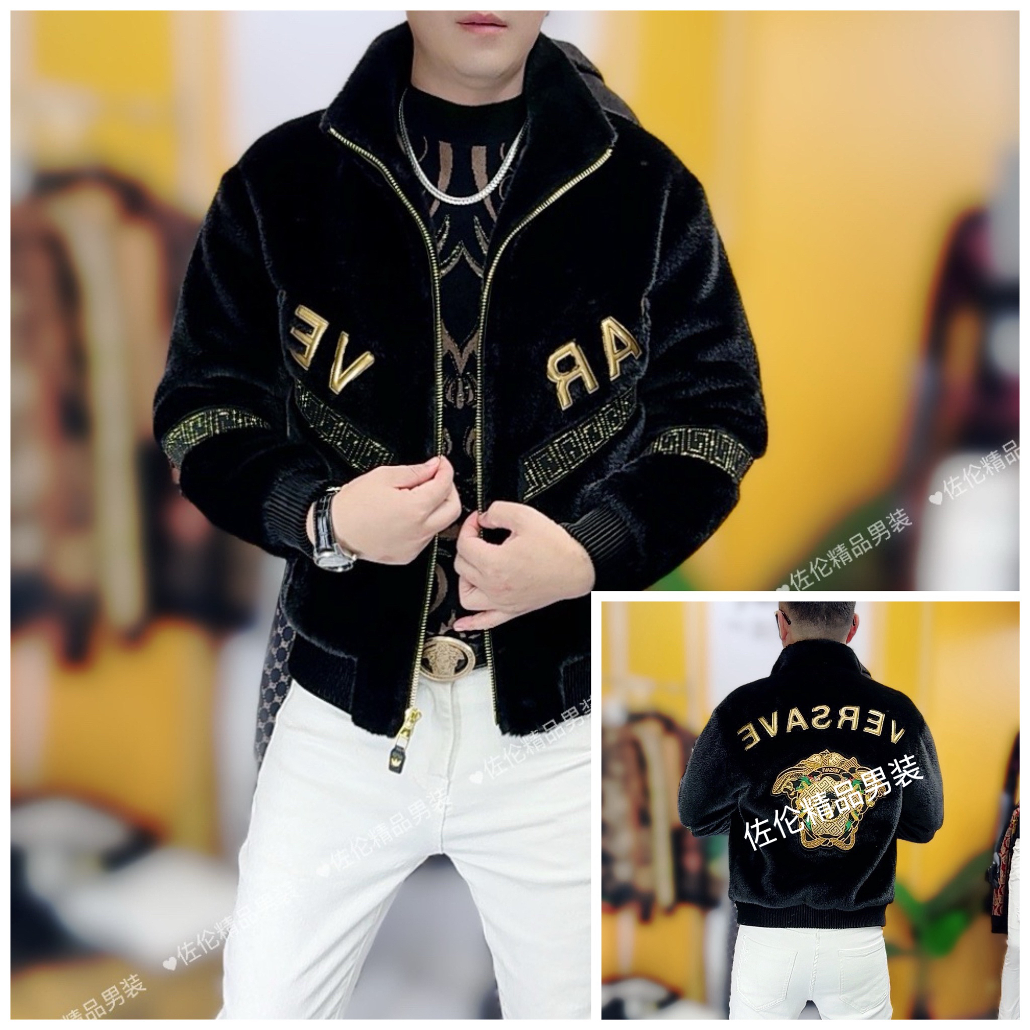 冬季新款时尚男士高品质轻奢百搭修身刺绣外套8898