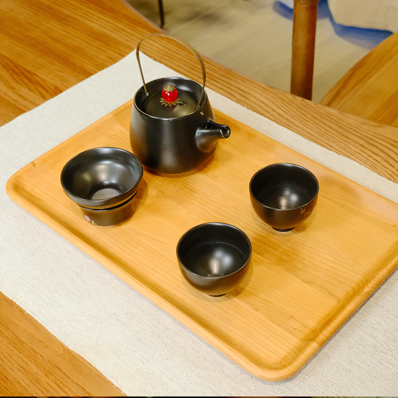 【午后茶盘】实木茶盘木质托盘樱桃木茶盘长方形家用水杯盘木制