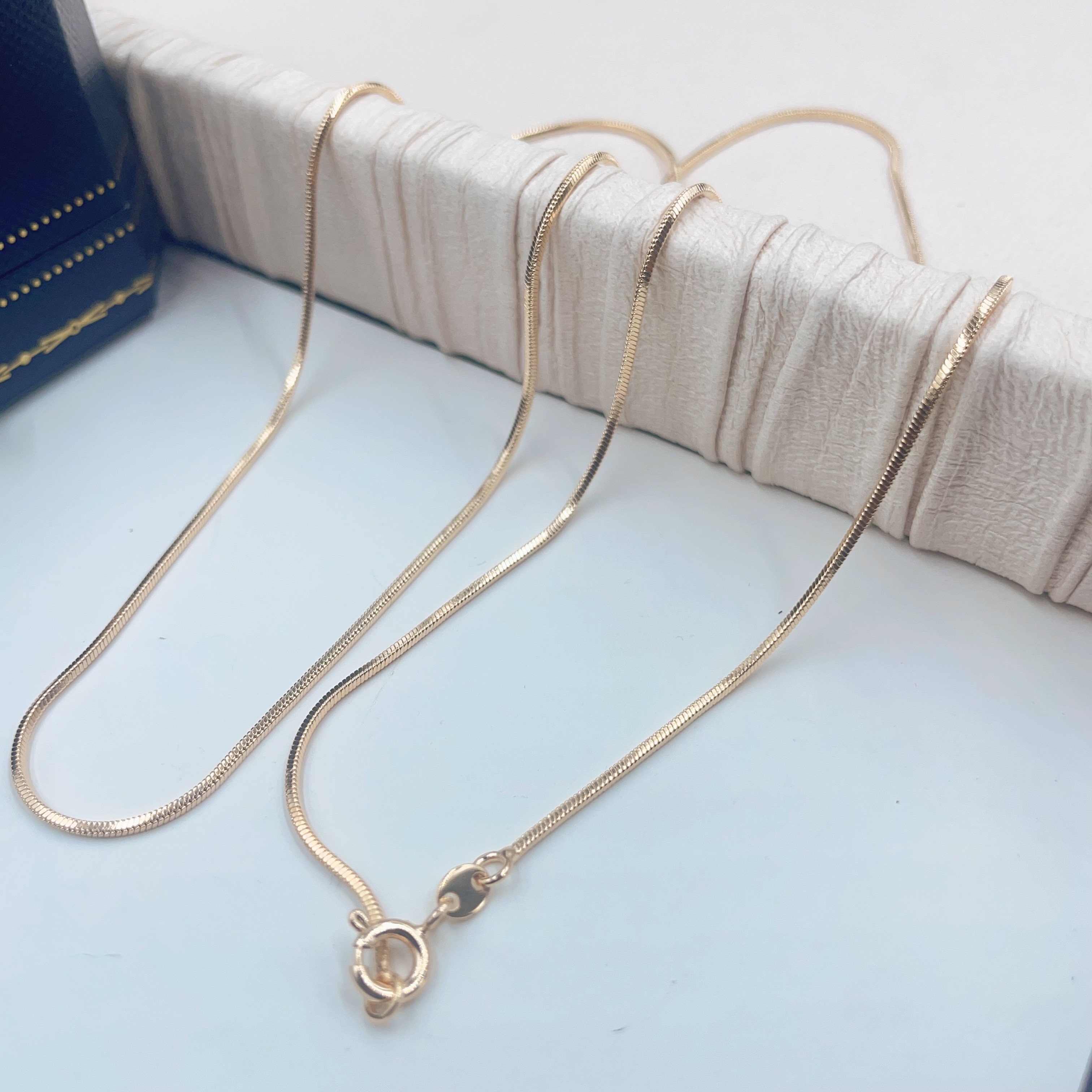 香槟色编织立体方蛇骨链项链60cm多样性发货-1585