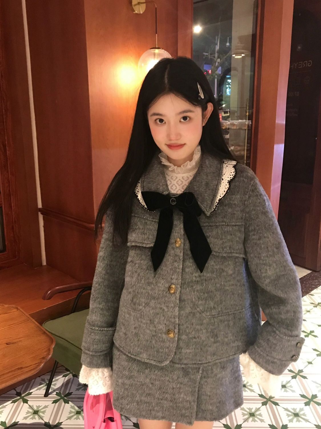 冬季秋冬气质小香风韩系氛围感甜美长袖遮肉外套+显众两件套套装