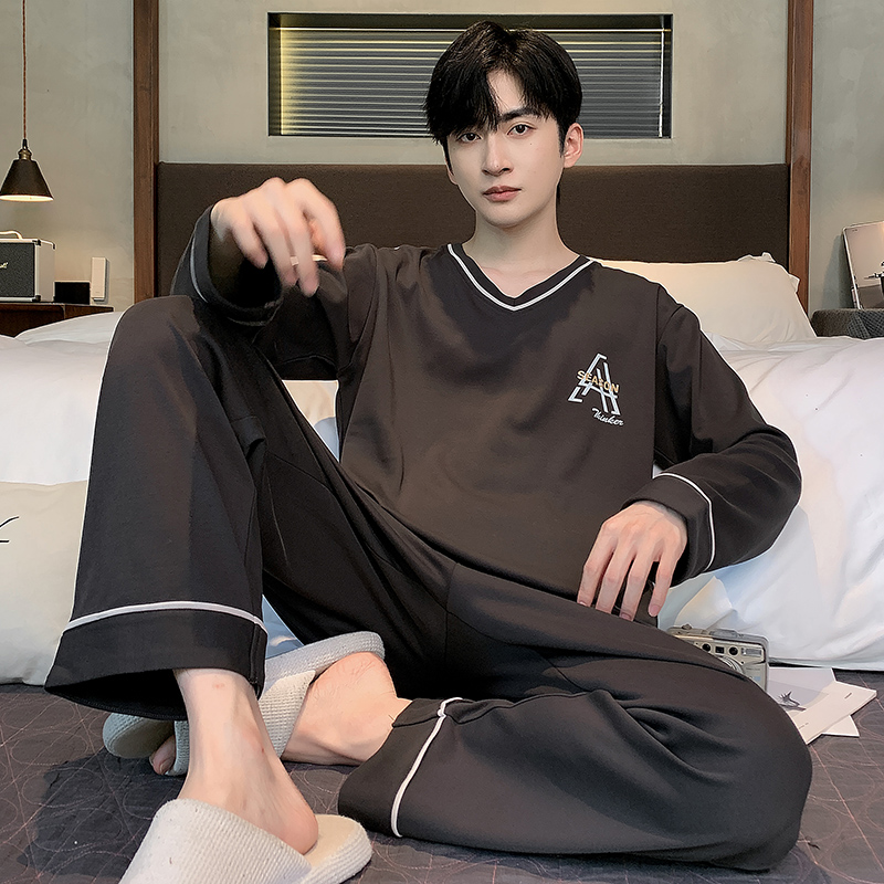 睡衣男秋季2025年新款纯棉长袖两件套开衫套装家居服可外穿春秋款
