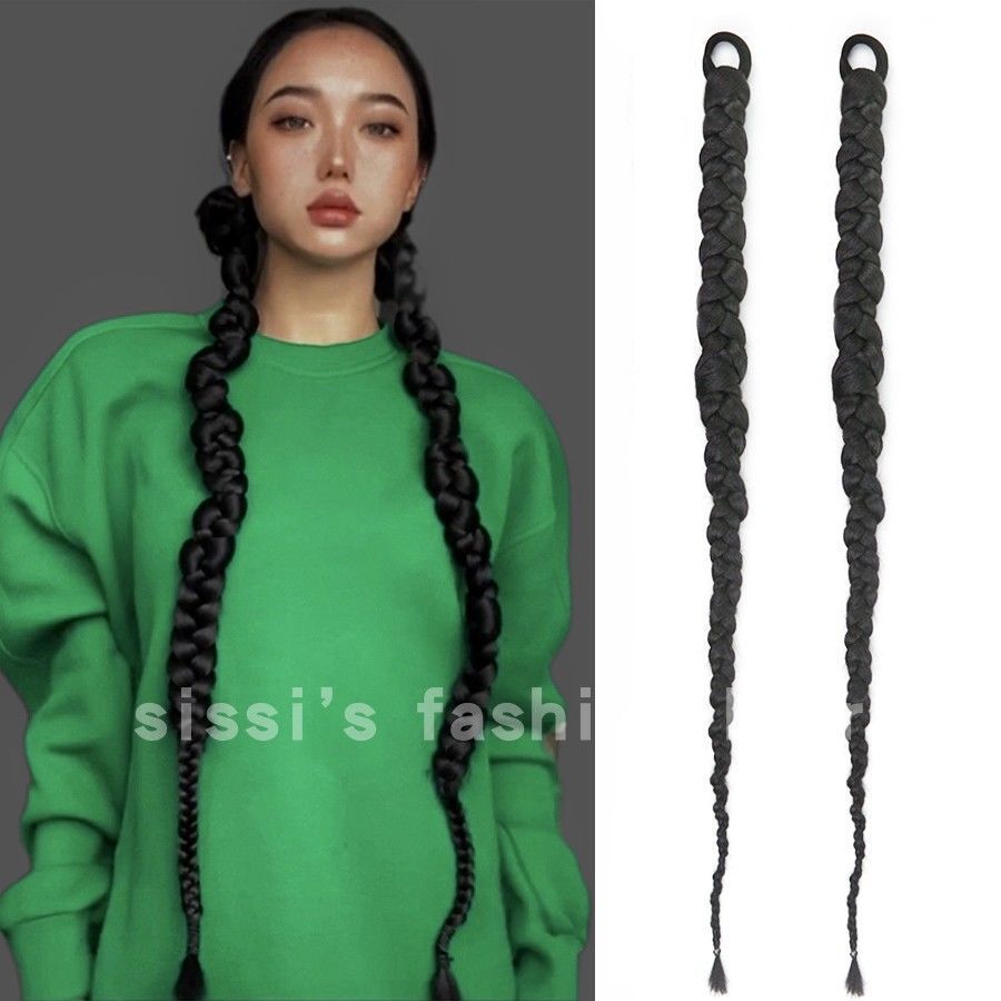 拳击辨马尾假发女辫子扭扭辫女孩接发走秀摄影吸粉神器脏辫马尾片