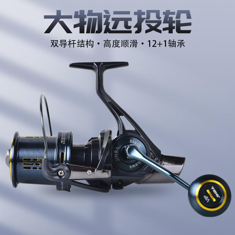 劲拔大物沙滩远投轮平行卷缓降无间隙旋入式金属纺车轮渔轮