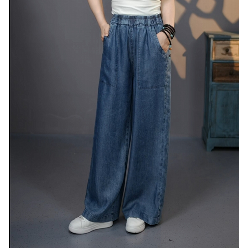 365#2024夏季新款牛仔裤阔腿裤宽松复古显瘦气质薄款裙裤