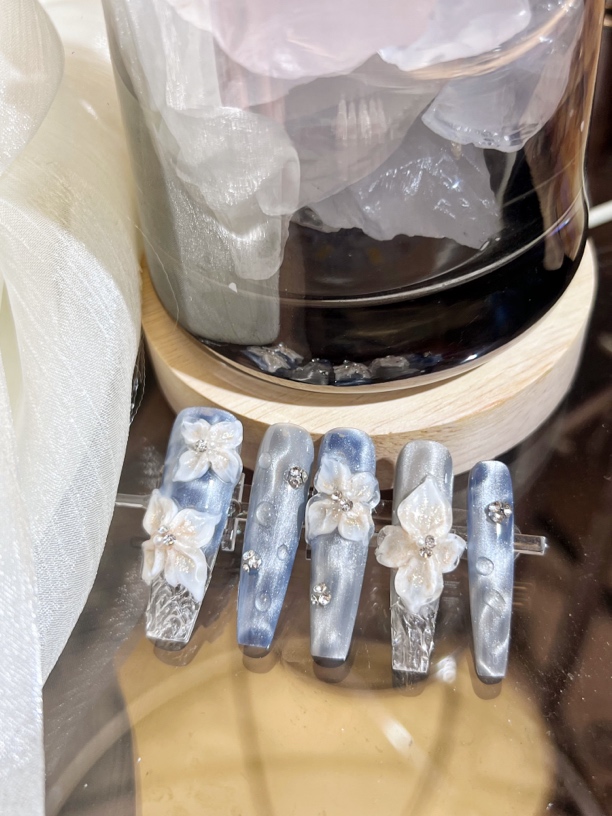 【波光粼粼】秋冬猫眼显白穿戴甲冰花爆款纯手工