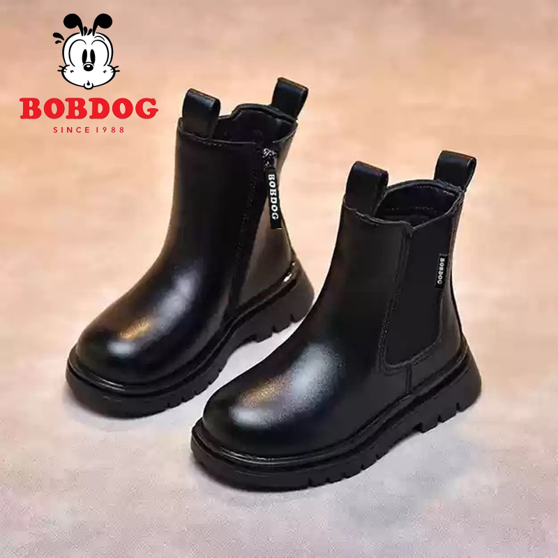 巴布豆童鞋女童马丁靴儿童靴子女童短靴子2024新款秋冬时尚休闲款