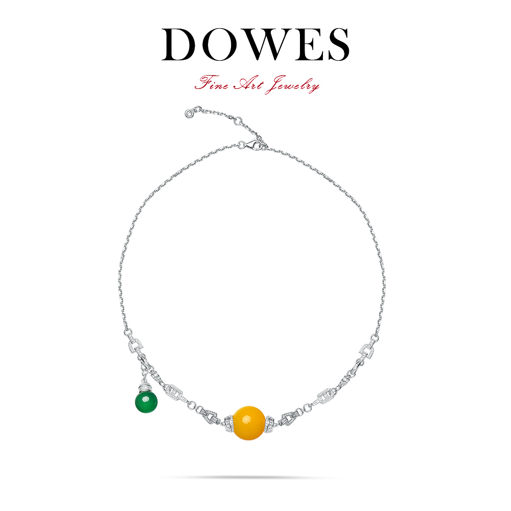 DOWES 坠链均925银合成锆石 【日暖碧落】时尚项链百搭简约