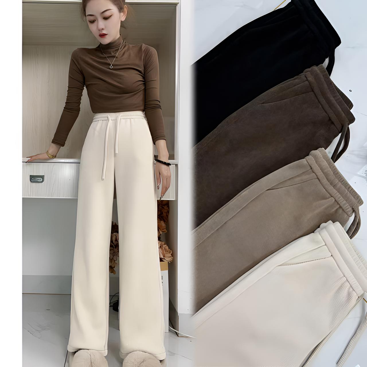 【加绒窄版拖地裤】加绒窄版裤拖地显瘦百搭裤子高腰垂感直筒裤子女