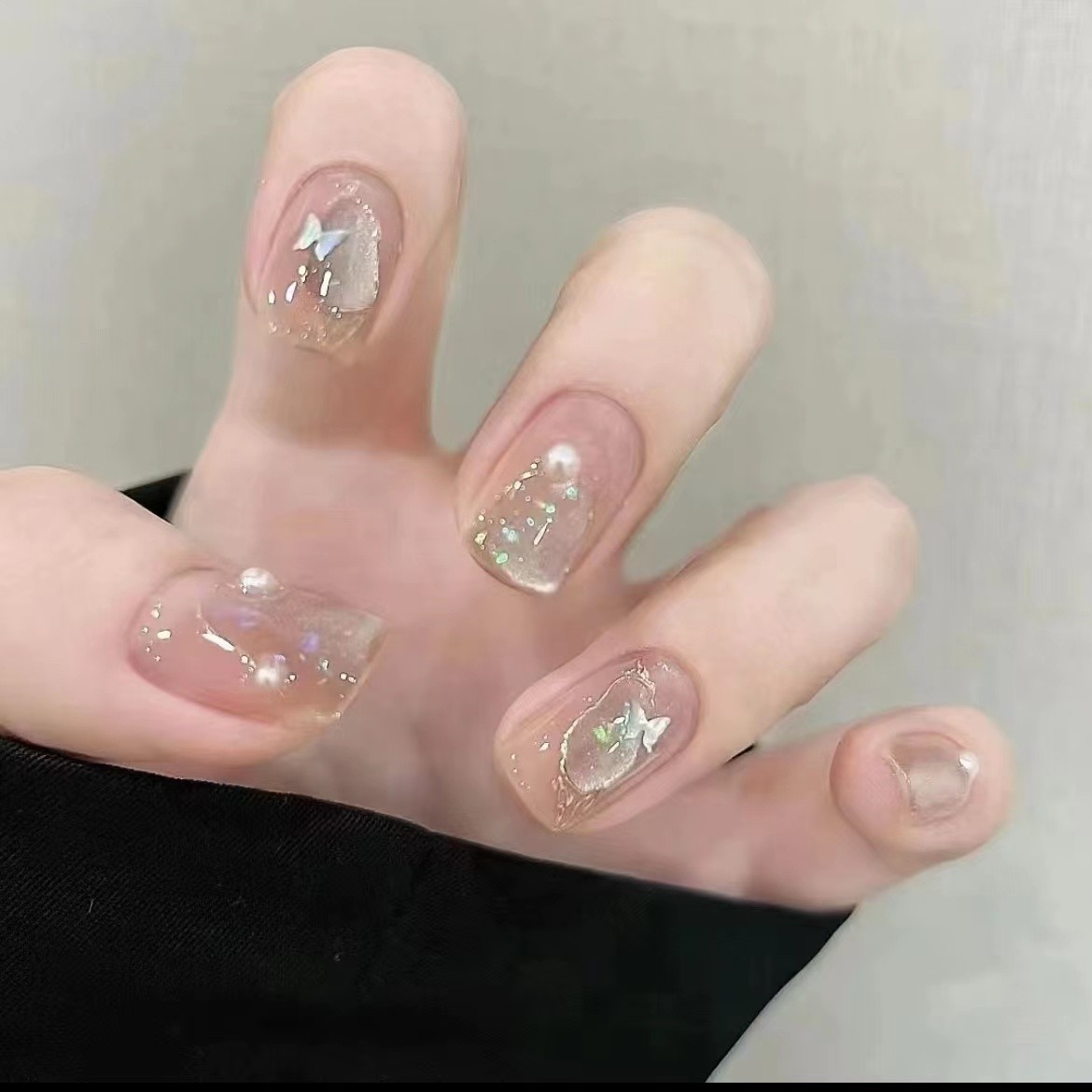 纯手工光疗美甲穿戴甲梦游仙境重复使用美甲贴片显白穿戴式