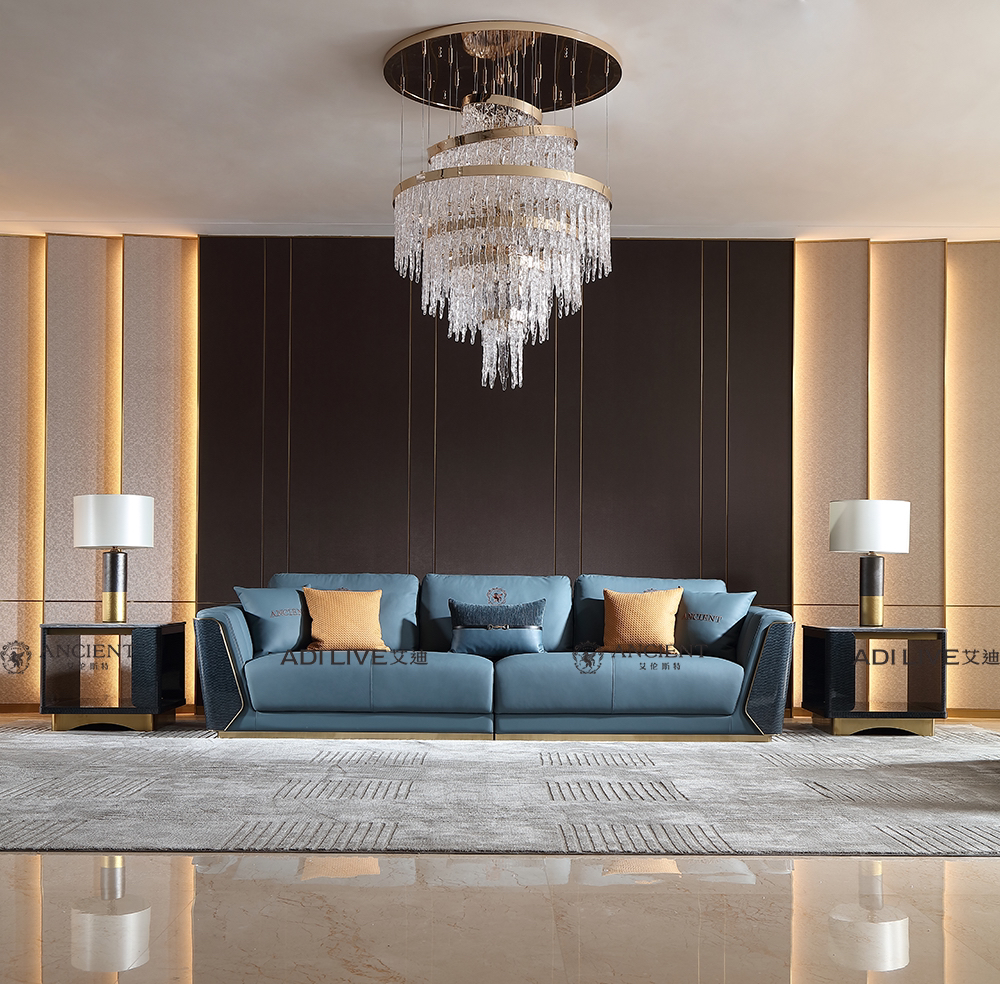 意式现代轻奢皮质沙发大平层客厅高端简约大户型别墅豪宅家具