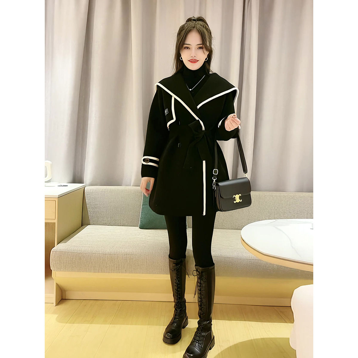 2023春秋新款显瘦时尚风衣设计感小众高级感小个子外套收腰大衣女