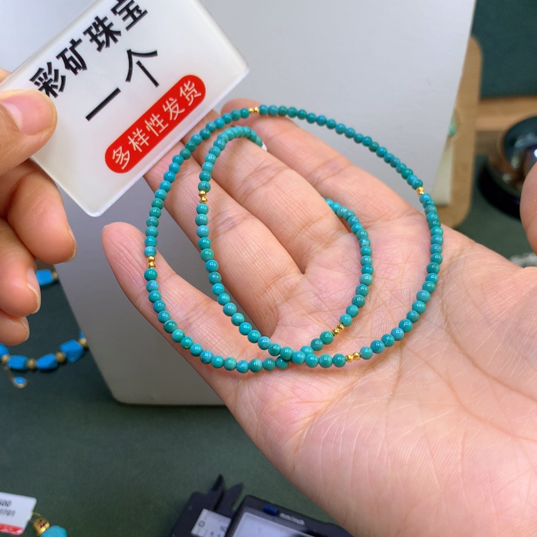 绿松石项链18K金镶嵌