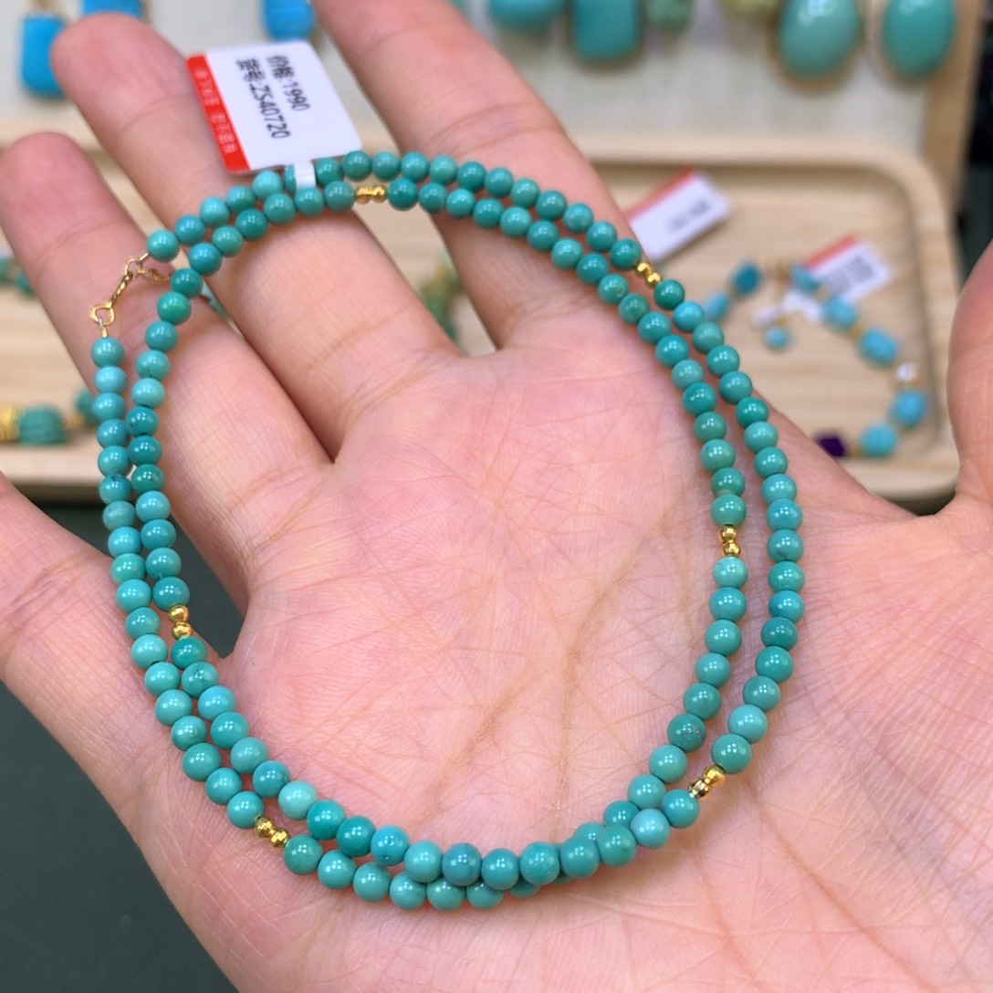 绿松石项链18K金镶嵌