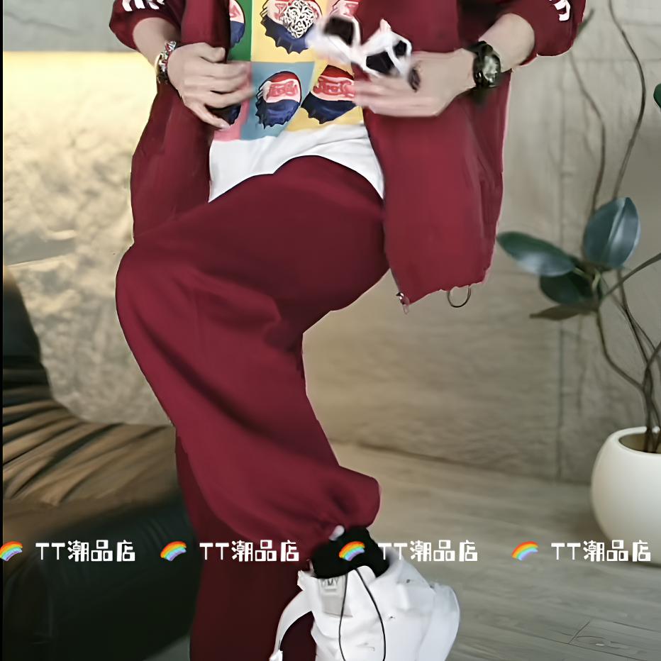 【TT潮品】秋季新款时尚休闲百搭显瘦减龄个性两穿直筒卫裤6102