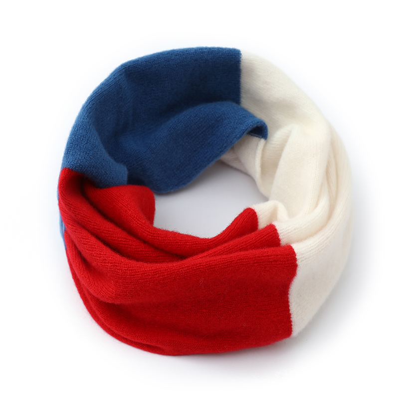 秋冬100%纯羊毛保暖羊毛套头脖套护脖时尚拼色百搭纯色针织三色