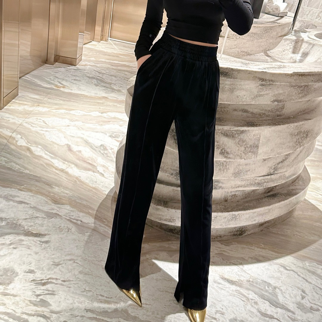XIA.【高姿态】松紧高腰丝绒直筒裤阔腿裤裤子【6742】