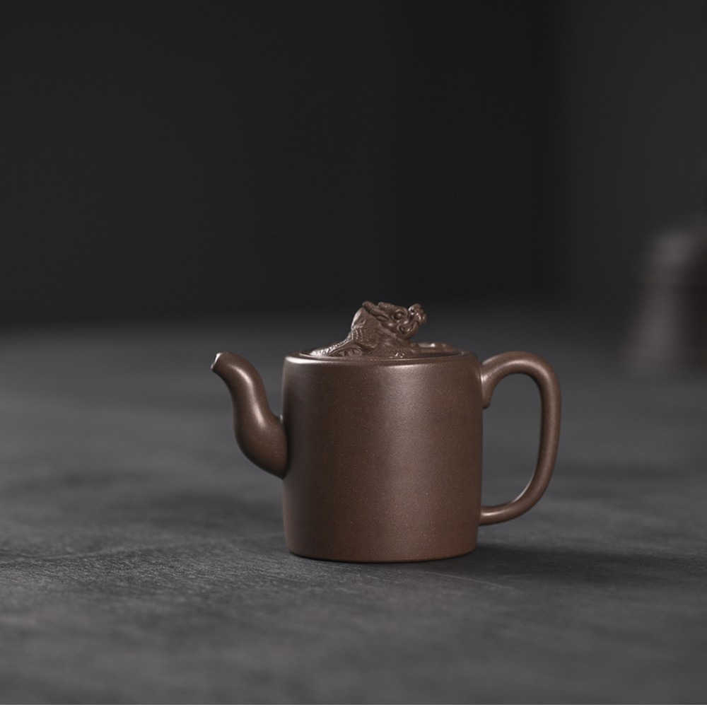 原创设计紫砂壶 瑞兽钮 纯手工 双圈壶 青段《廉贞》茶壶