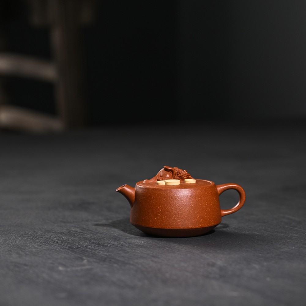 西美宸器【踞财】原创设计紫砂壶 瑞兽壶钮 半手工 汉瓦壶 貔貅茶壶