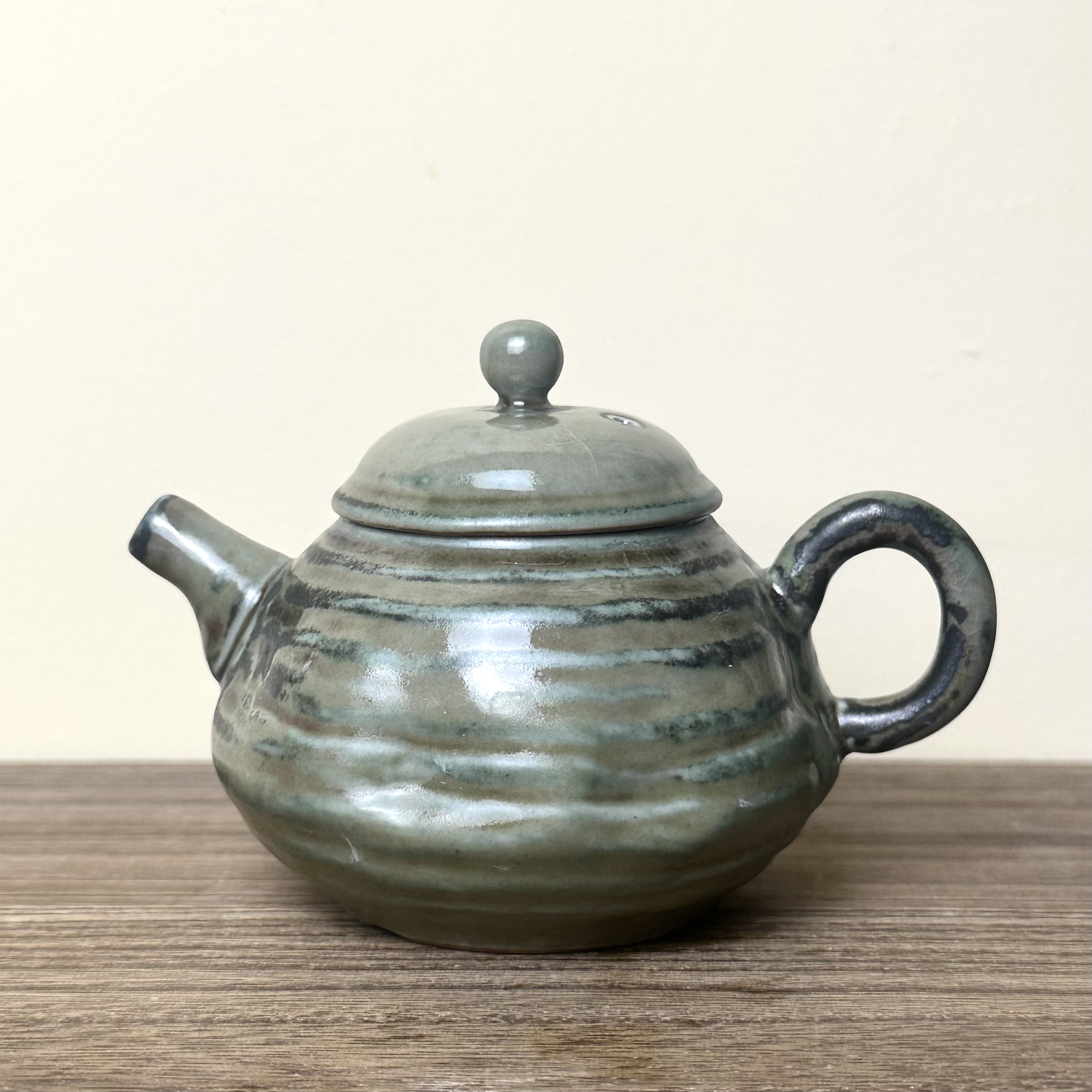 【青苔釉】中灰泥纹理壶.6702.中式复古茶壶家用办公泡茶器创意茶具