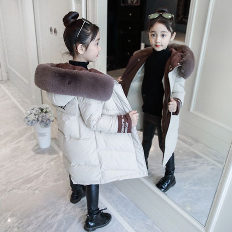 女童棉衣中长款冬装2023新款女孩冬天加厚棉服外套中大童洋气棉袄