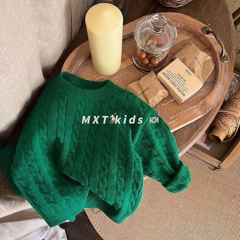 秋冬韩版童装男女儿童毛衣纯色时尚加厚针织衫宝宝复古洋气毛线衫